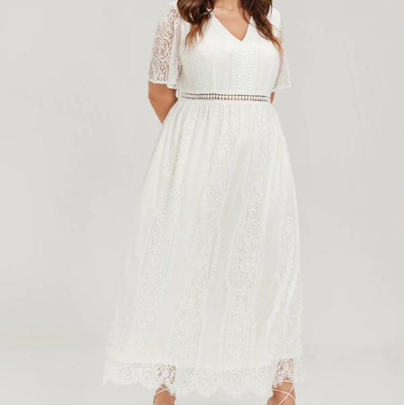 NEW GORGEOUS LACY WHITE DRESS - Picture 2 of 6